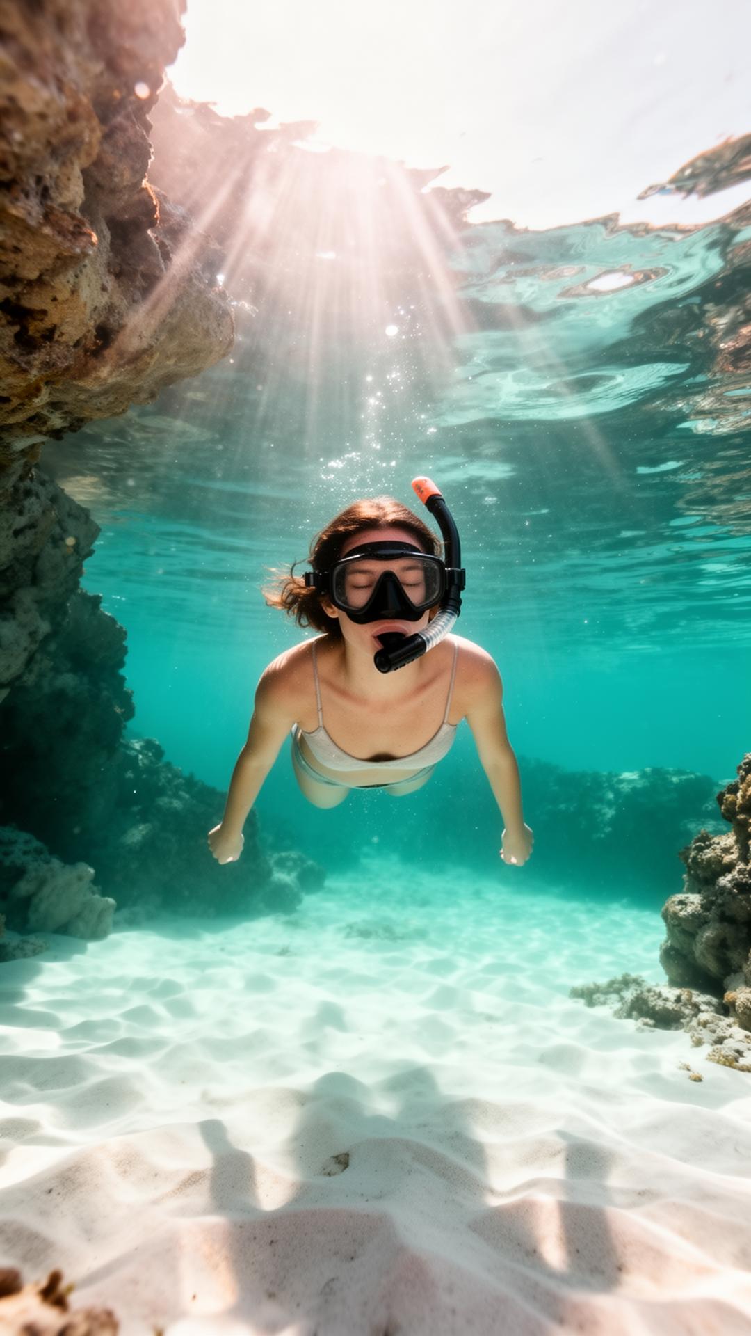 Snorkeling in a clear Sardinian cove