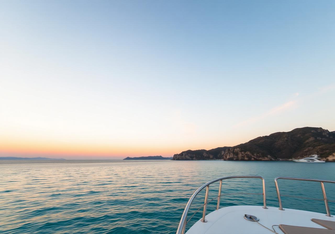 Sunrise from the deck of a yacht in South Sardinia